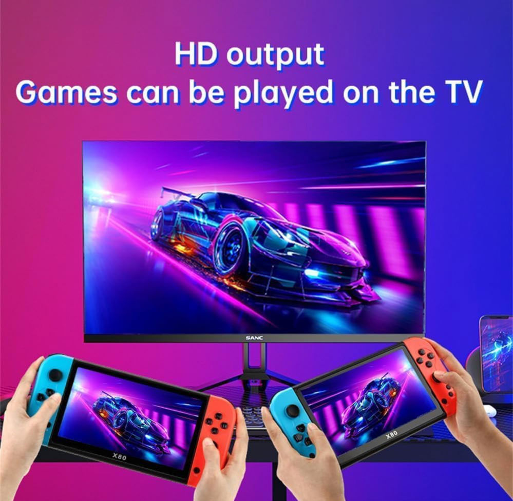 جهاز ألعاب محمول X80 – شاشة 7” HD – أكثر من 10000 لعبة كلاسيكية – يدعم 10 محاكيات – نظام ألعاب متعدد الوظائف_thumbnail_1